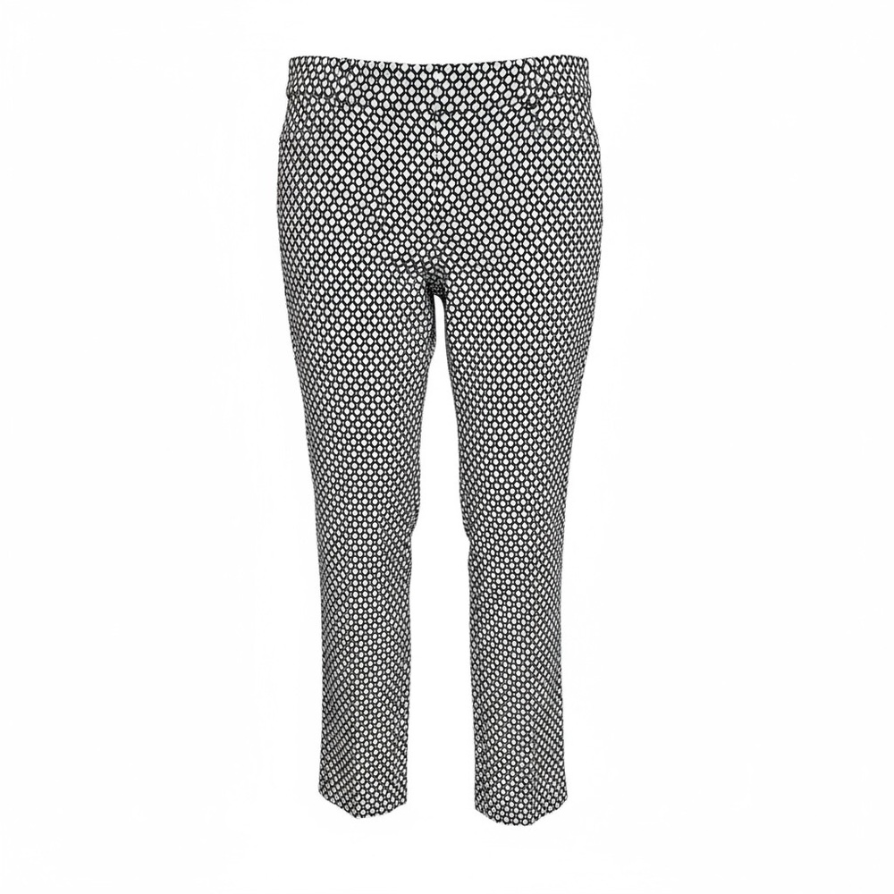 Banana Republic Sloan Fit Crop Pants Black White Geometric Print Size 6